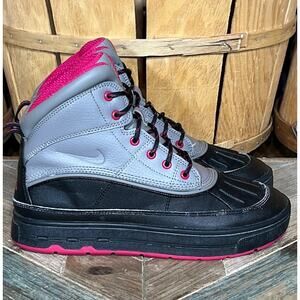 Nike ACG Woodside Leather Gray Pink Black Waterproof Lace-Up Boots Girls Size 5